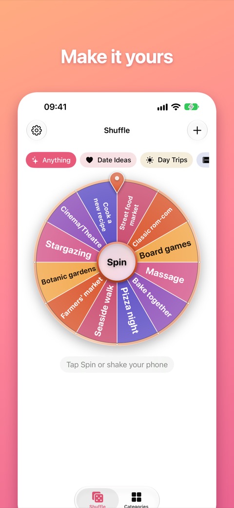 Make it yours: a colourful Sunset-themed wheel across every category