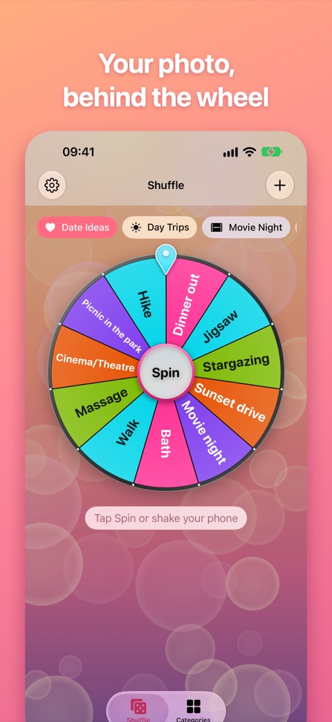 Your photo, behind the wheel: a bright wheel over a soft photo background